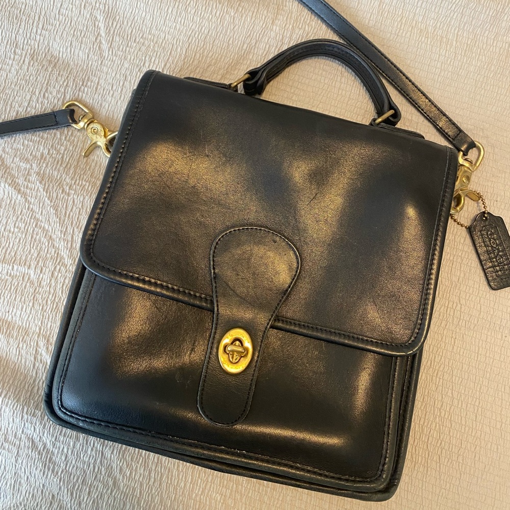 Vintage Black Leather Coach Purse